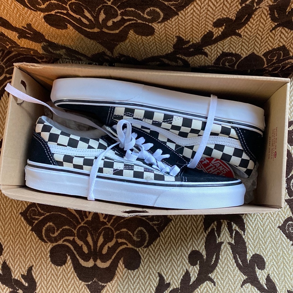 Vans Old Skool Primar Check Ladies size 9 Black and White Checkered New in Box